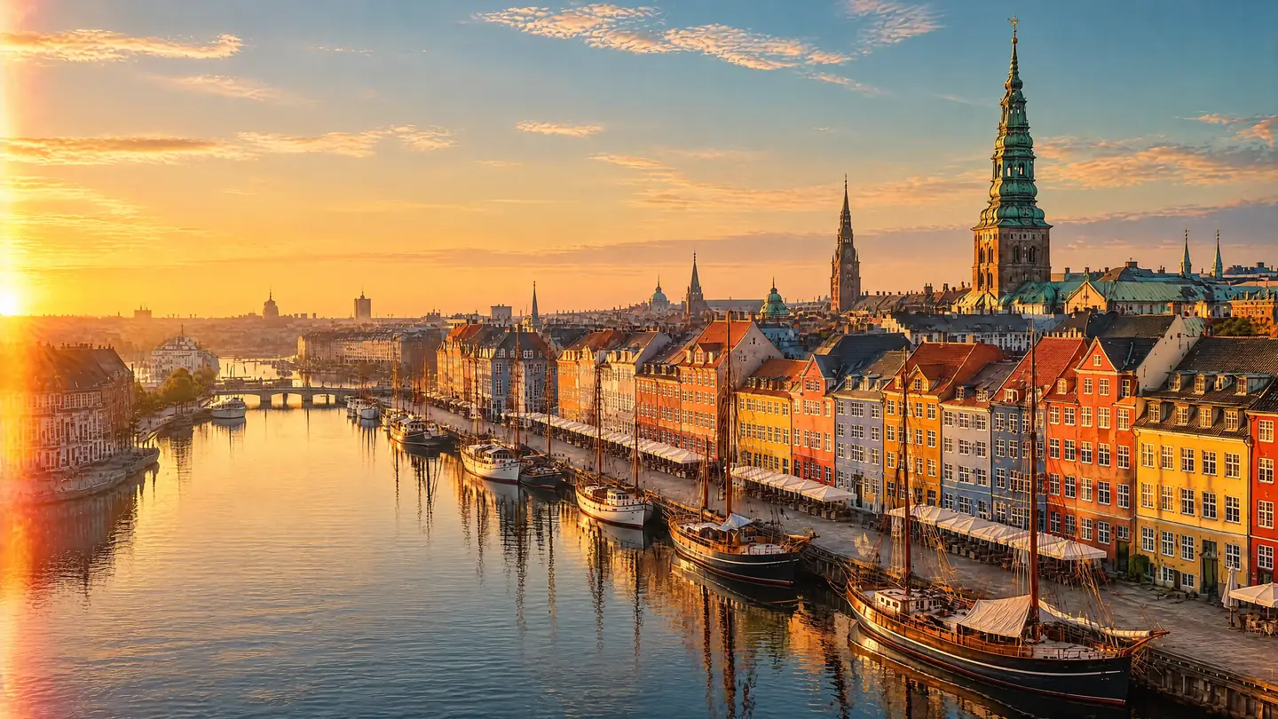 Bunte Häuser und Segelschiffe am Nyhavn in Kopenhagen